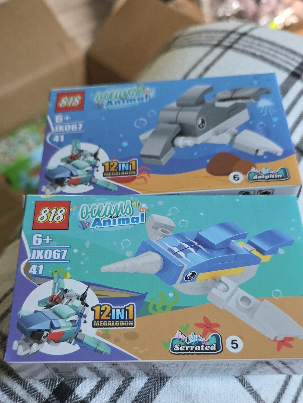 Oceans Animal Blue Toy Building Set - Kids 12-in-1 Serrated Narwhal